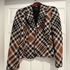 Anne Klein Plaid Women's Jacket - Black and Brown